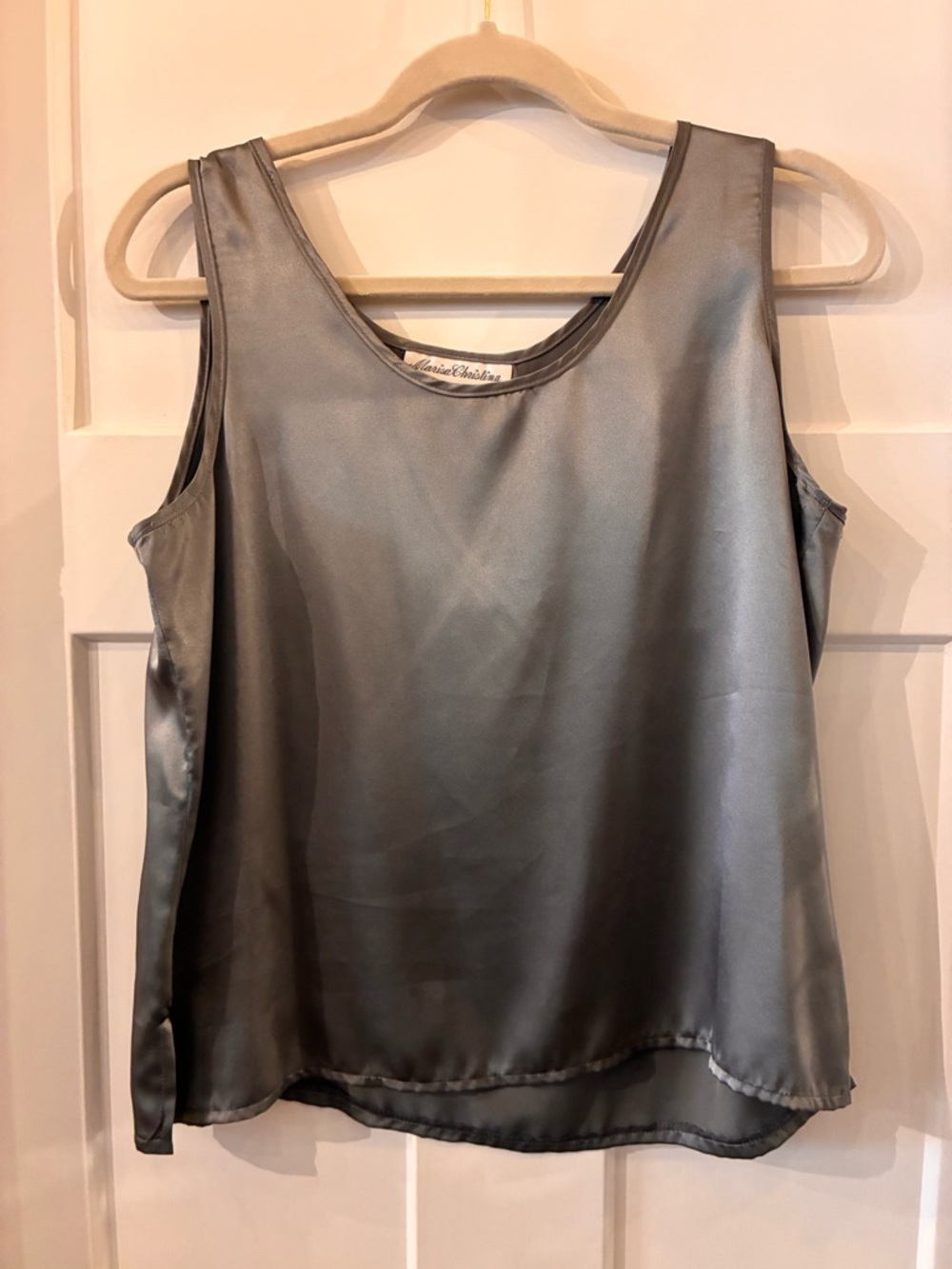 Marisa Christina Silver Satin Tank Top